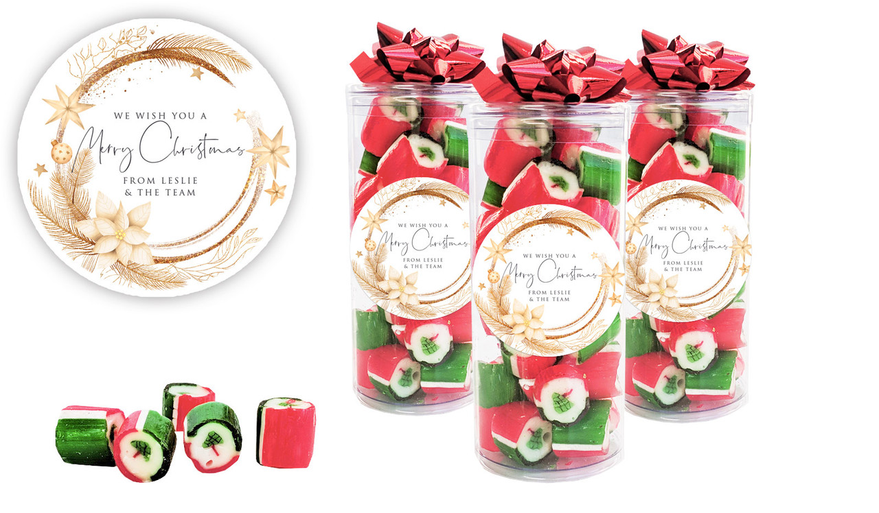 Natural Gold Christmas Personalised Custom Rock Candy Tube