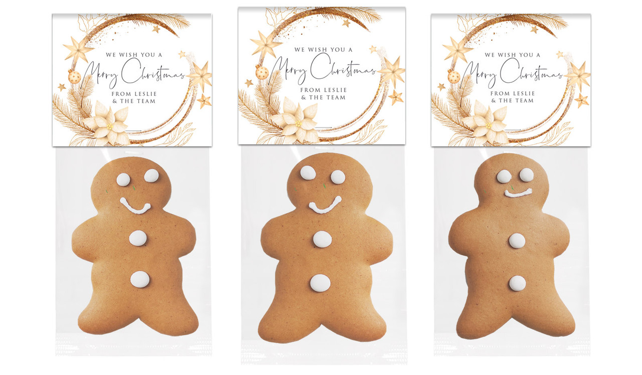 Natural Gold Christmas Gingerbread Man With Custom Topper