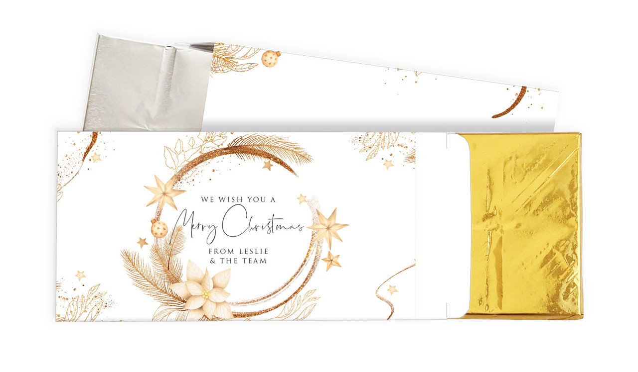 Natural Gold Christmas Personalised Chocolate Bar In A Box