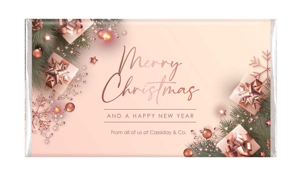 Rose Gold Gifts Christmas Personalised Chocolate Bars