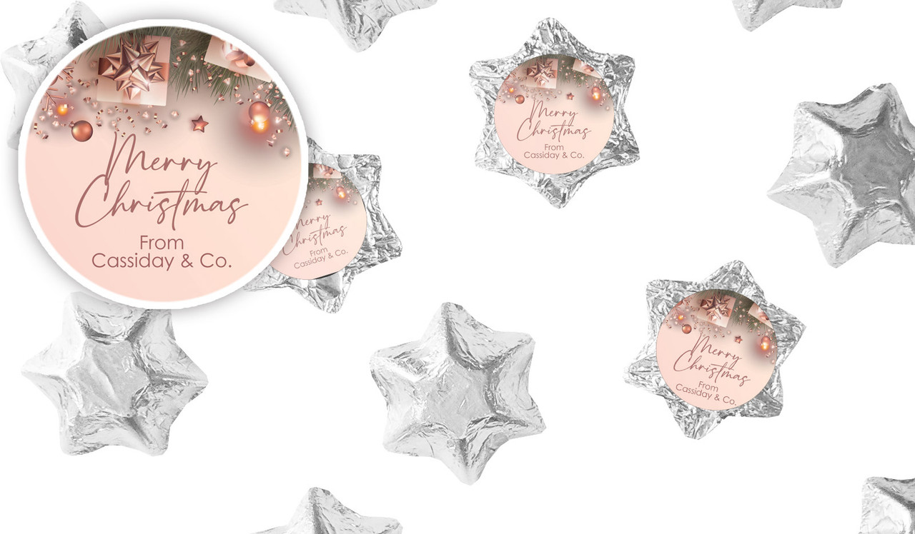 Rose Gold Gifts Christmas Personalised Chocolate Stars
