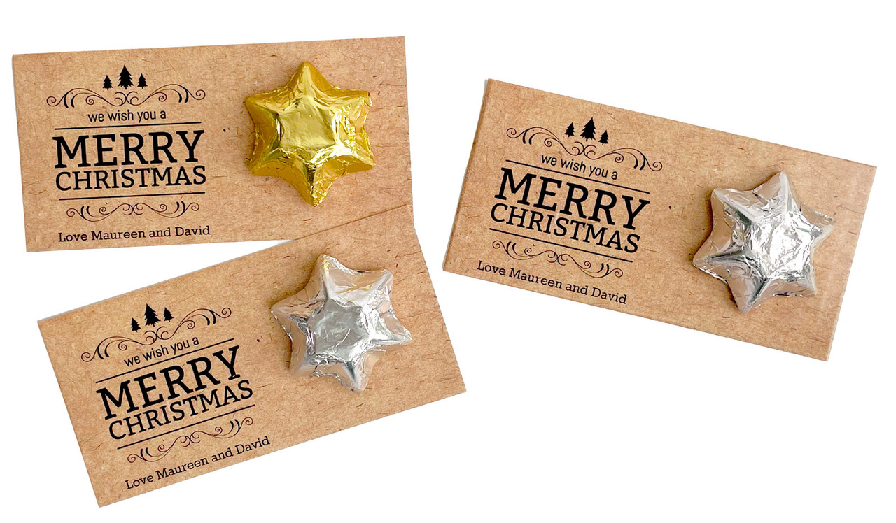 Merry Christmas On Kraft Personalised Star Card