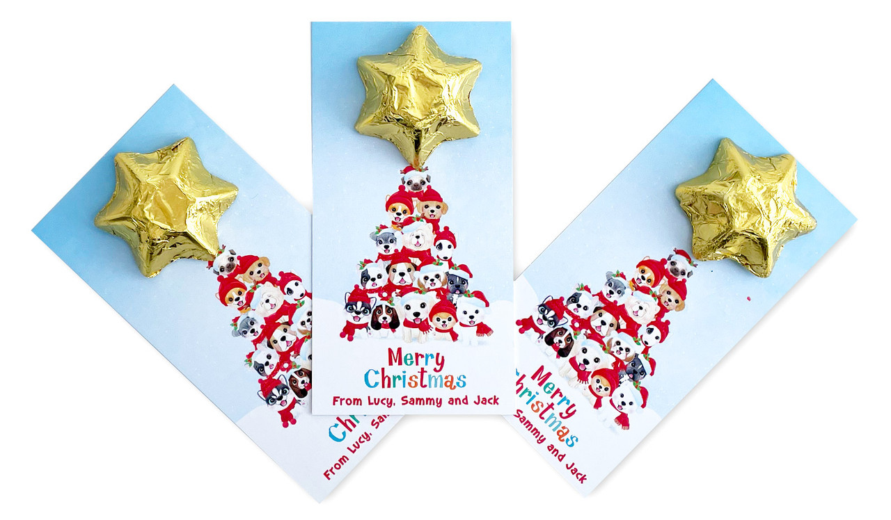 Christmas Puppies Personalised Star Card