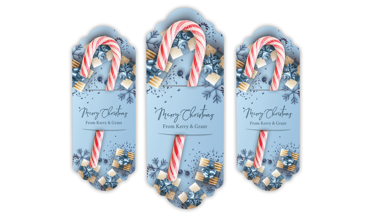 Baby Blue Personalised Christmas Candy Cane Card