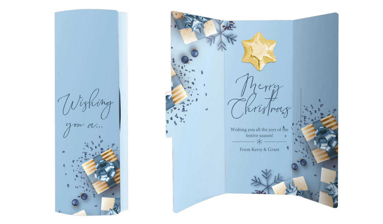 Baby Blue Personalised Chocolate Christmas Card