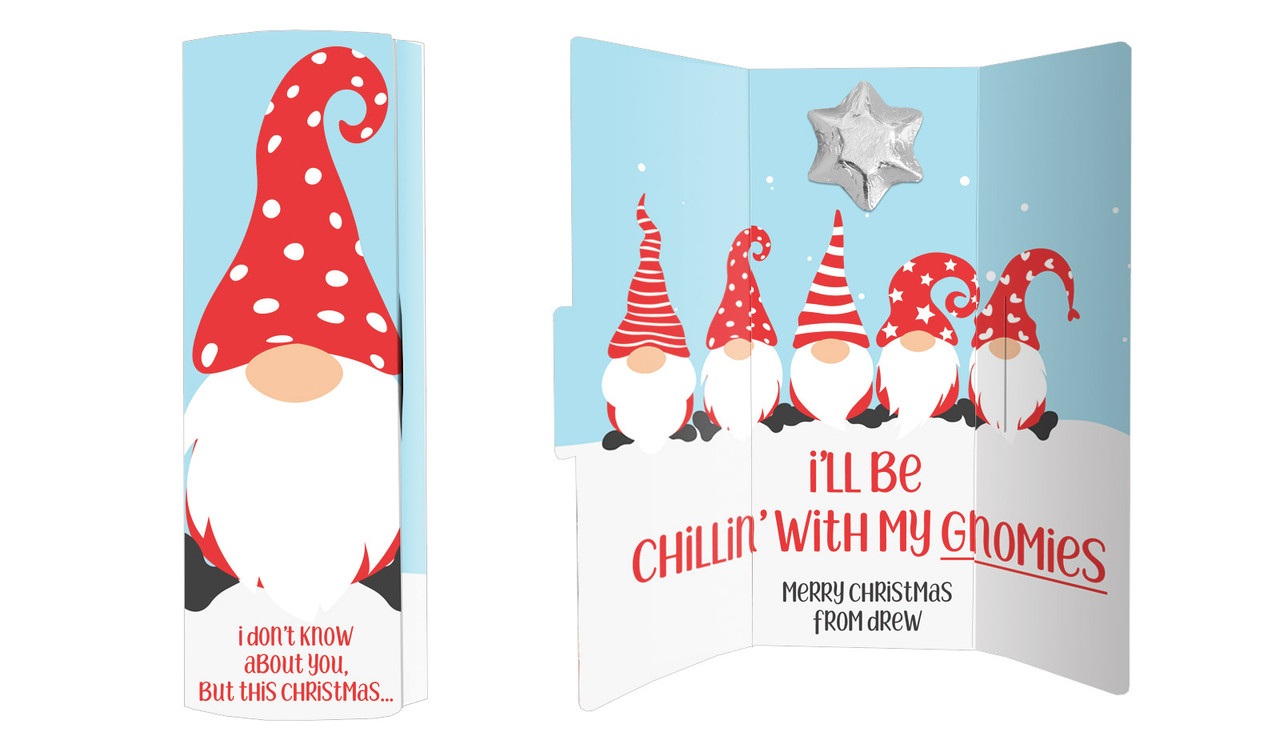 Gnomies Personalised Chocolate Christmas Card