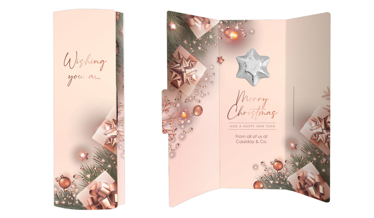 Rose Gold Gifts Personalised Chocolate Christmas Card