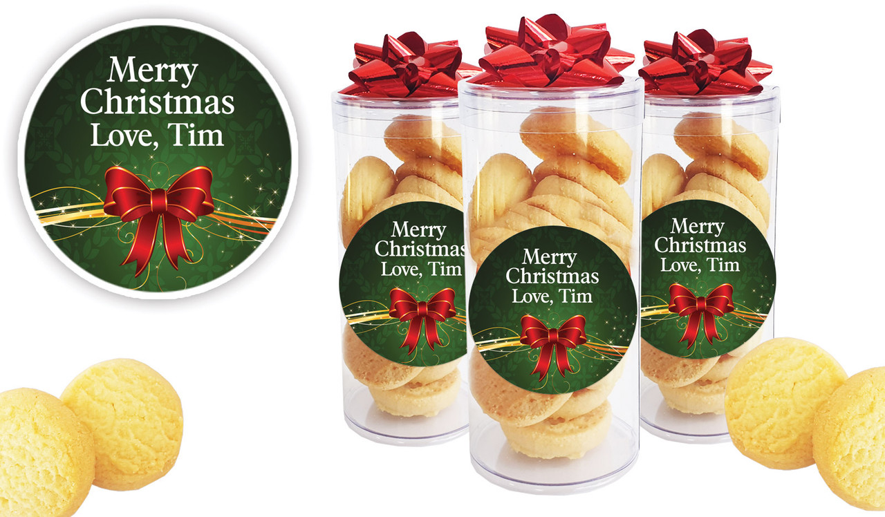 Christmas Bow Personalised Shortbread Cookie Jar
