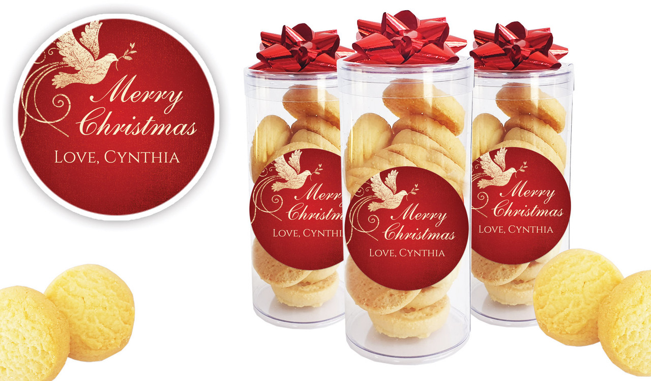 Dove In Gold Personalised Shortbread Cookie Jar