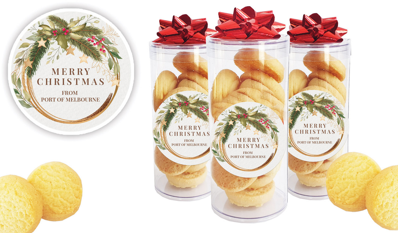 Golden Wreath Personalised Shortbread Cookie Jar