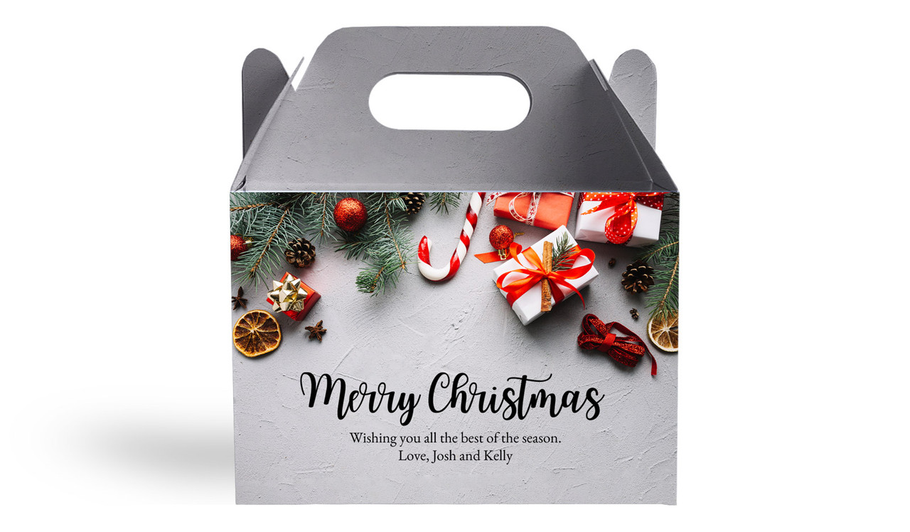 Christmas Background Personalised Gable Favour Box