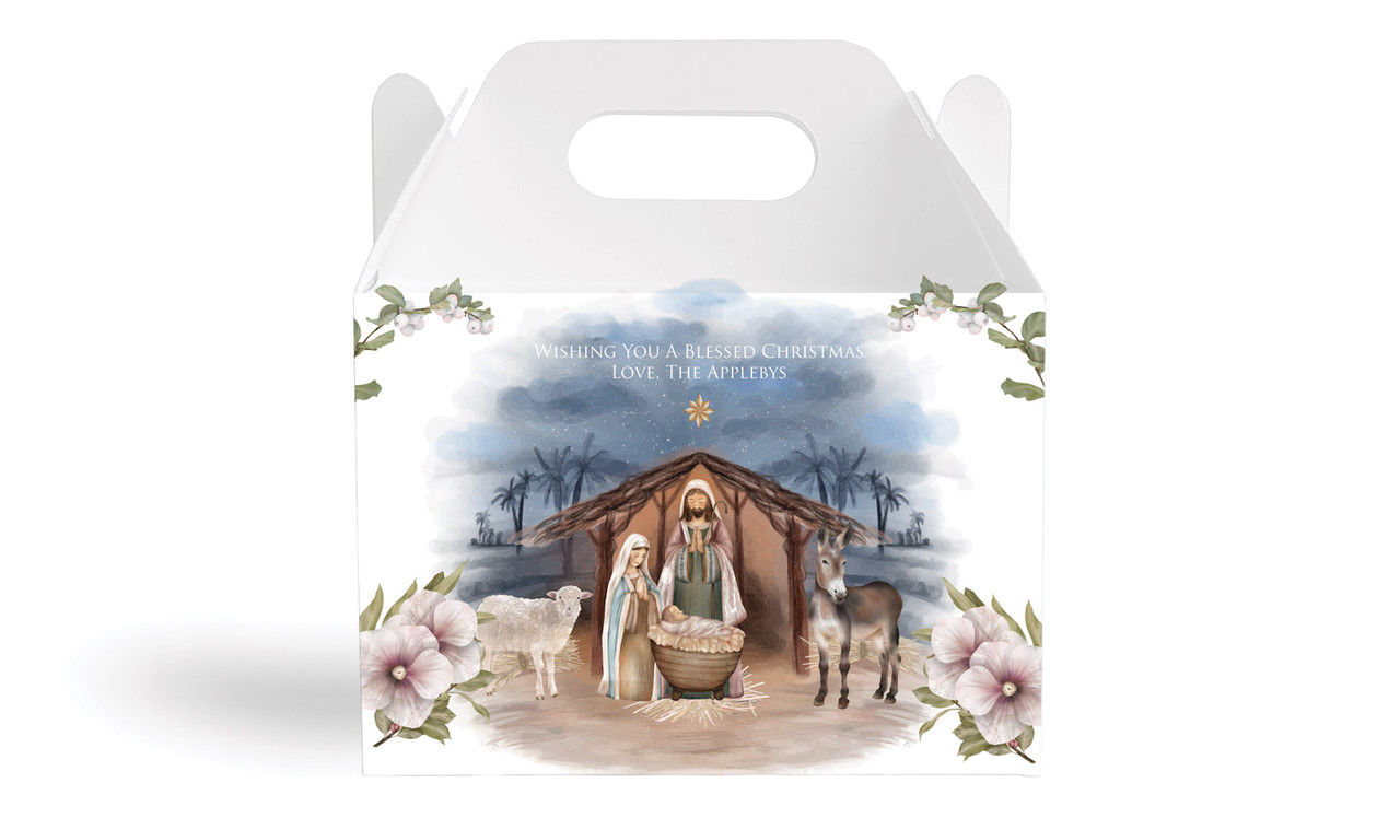 Nativity Scene Personalised Gable Favour Box