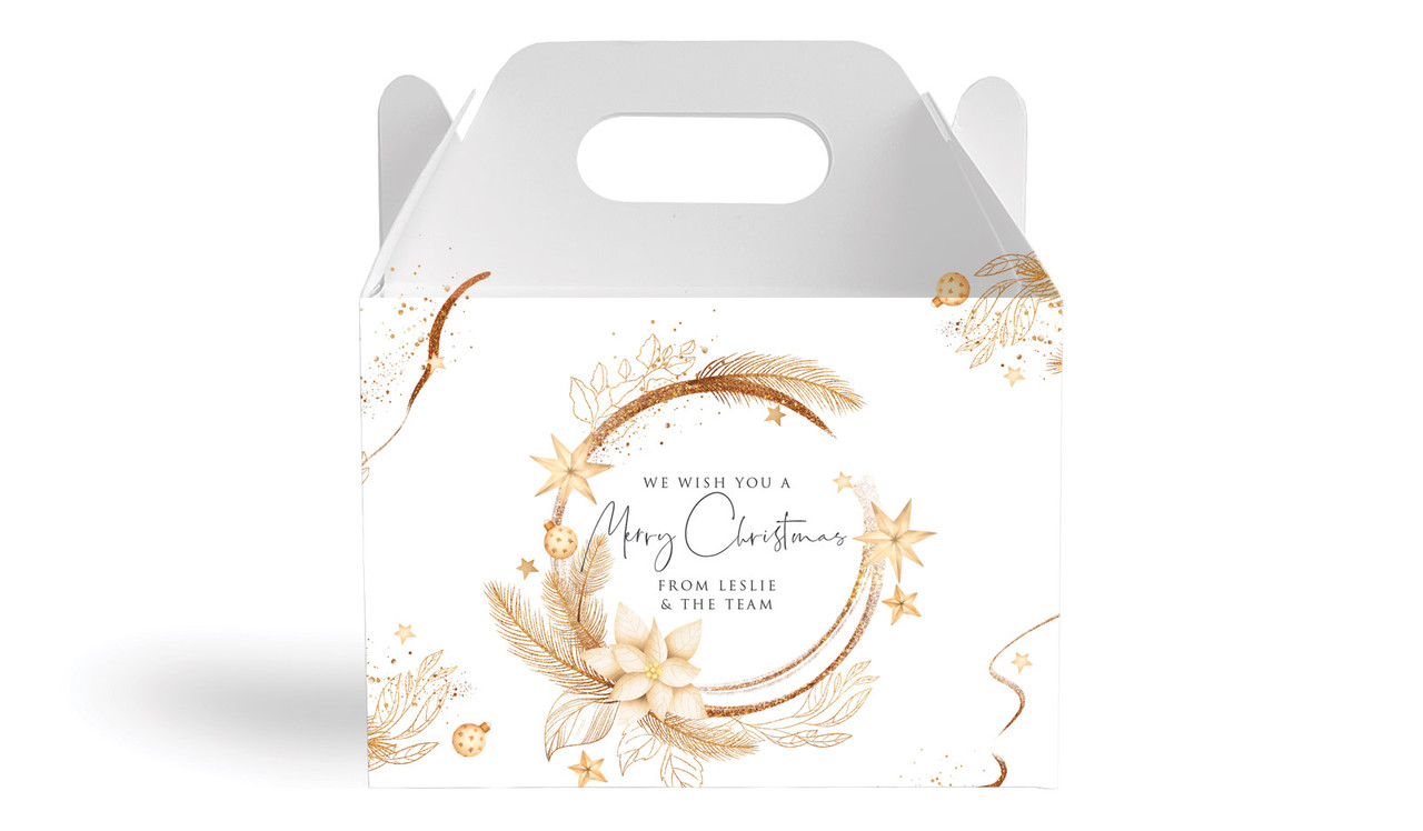 Natural Gold Personalised Gable Favour Box