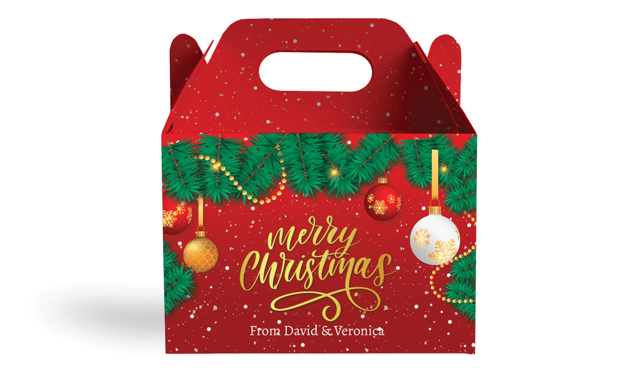 Red Festive Personalised Gable Favour Box