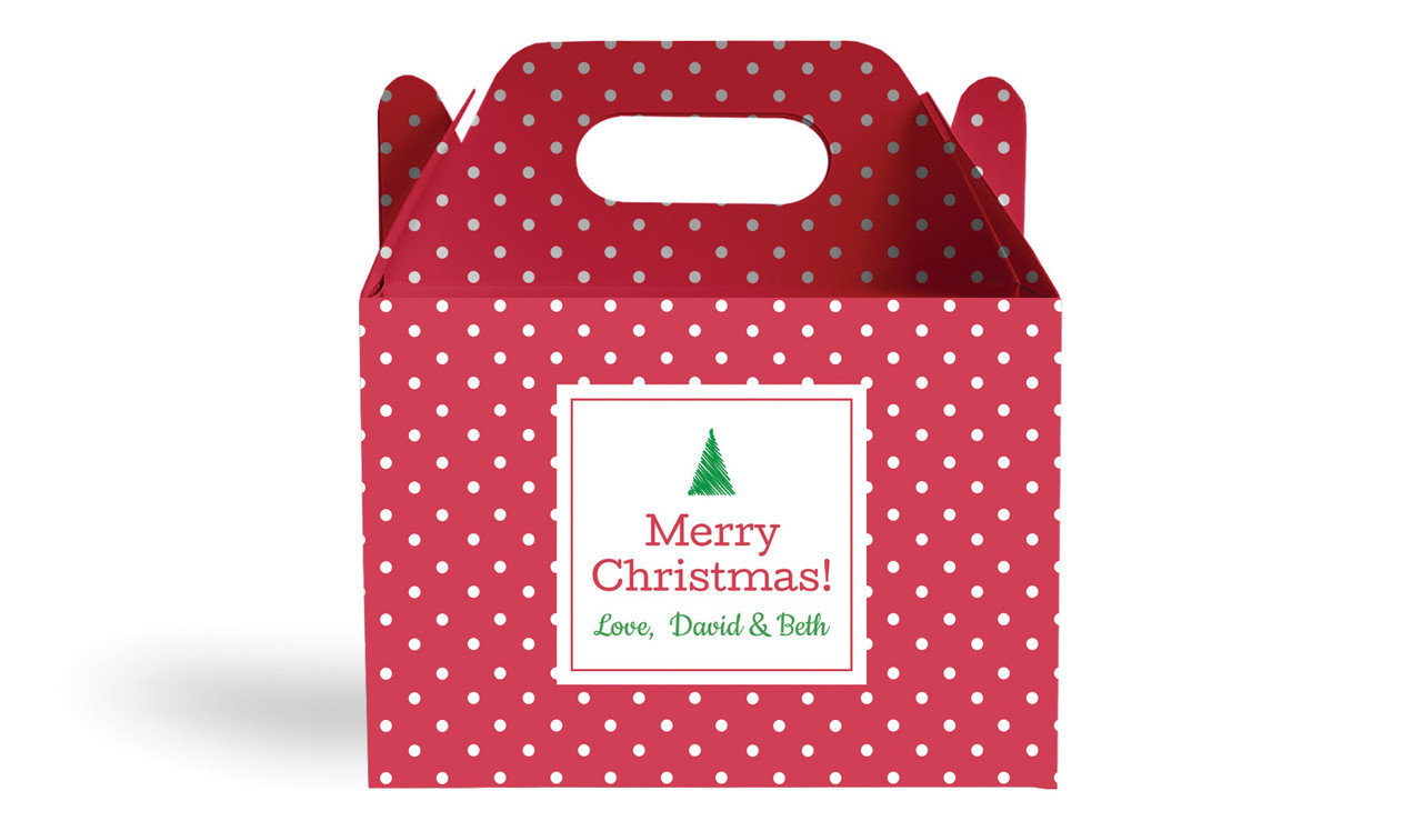 Red Polkadot Personalised Gable Favour Box