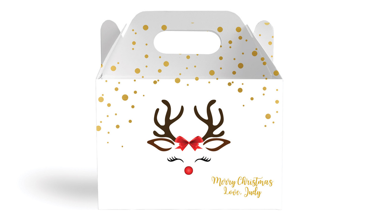Reindeer Face Personalised Gable Favour Box