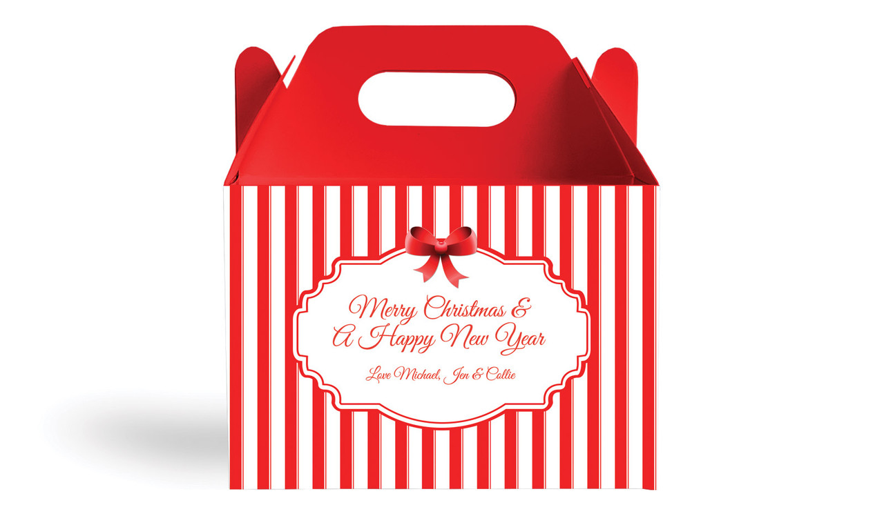 Stripes In Red Personalised Gable Favour Box