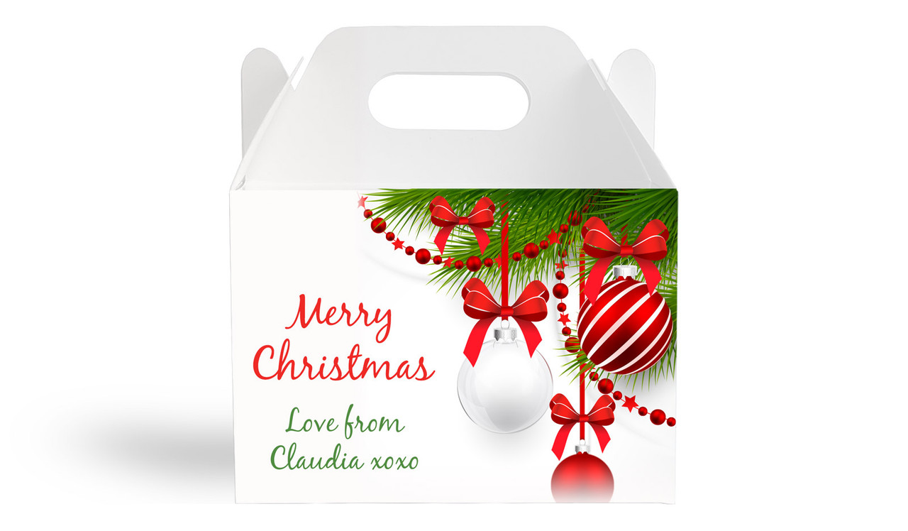 White Baubles Personalised Gable Favour Box