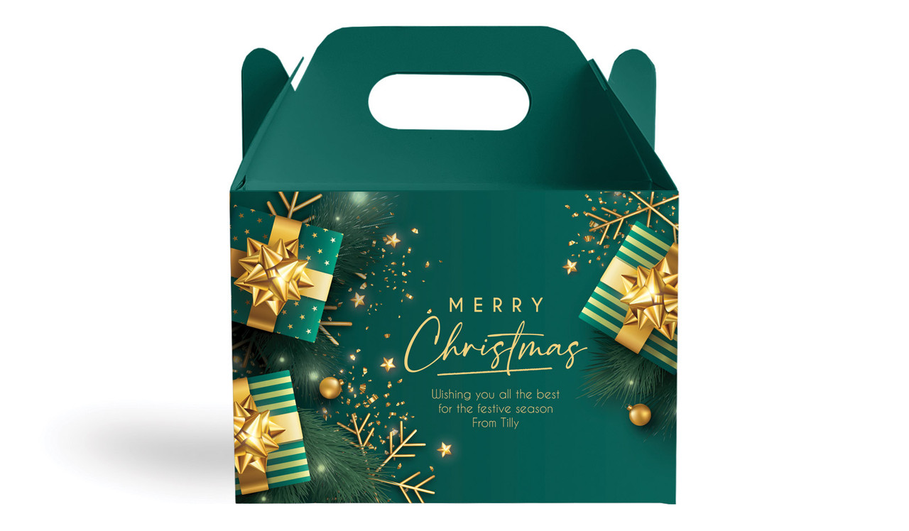 Green And Gold Gifts Personalised Gable Favour Box