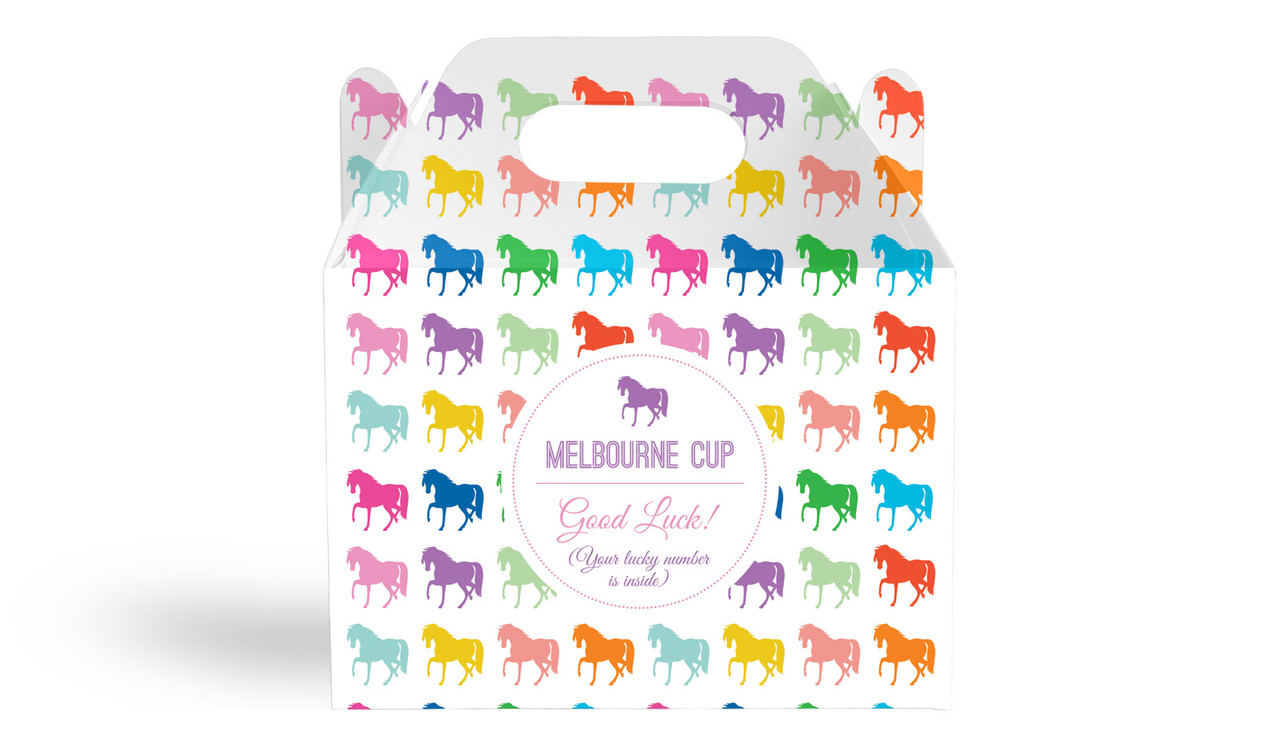 Rainbow Horse Racing Personalised Gable Favour Box
