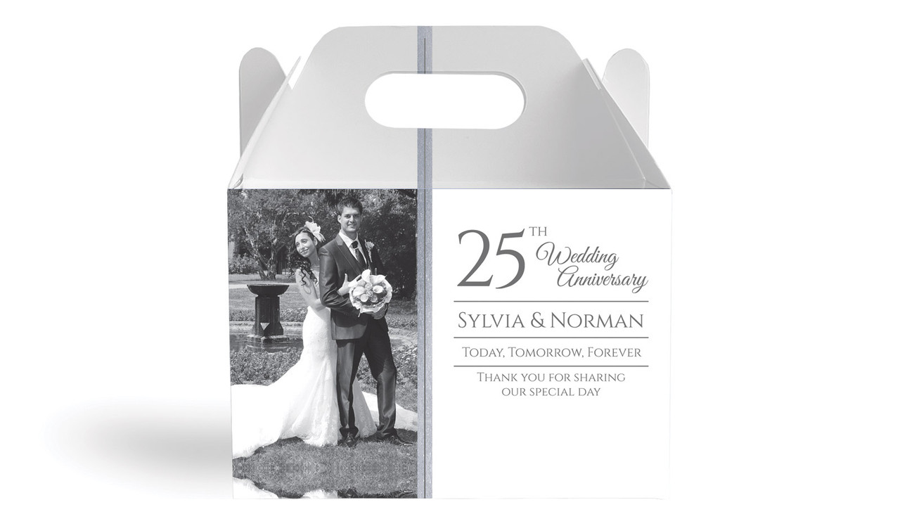 Add A Photo Silver Anniversary Personalised Gable Favour Box