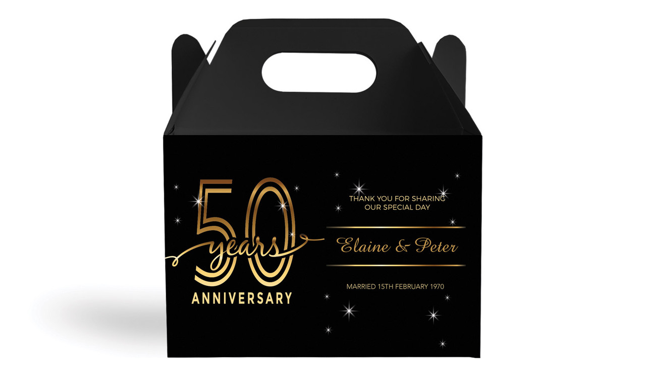 Big Number Gold Anniversary Personalised Gable Favour Box
