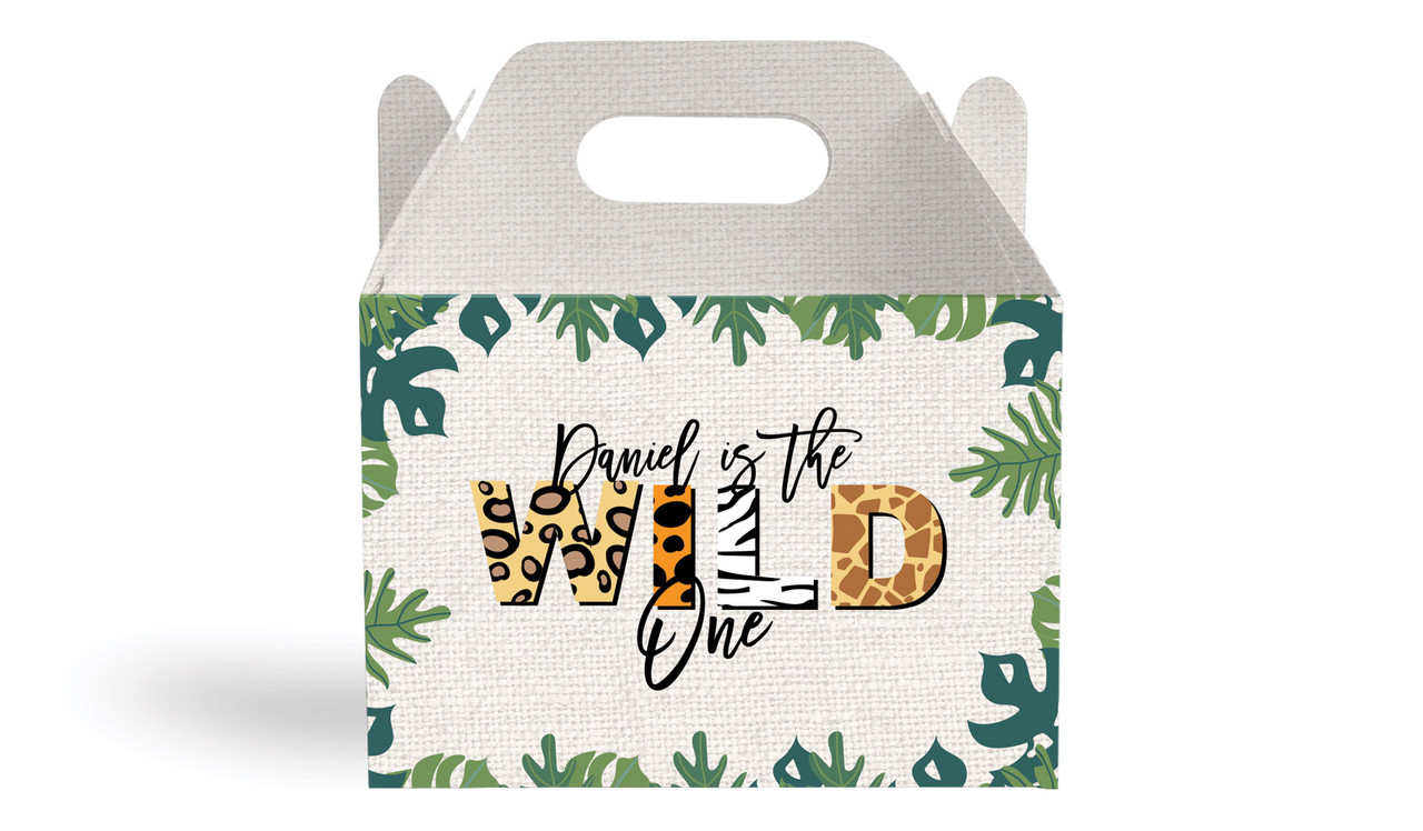 Wild One Kids Party Personalised Gable Favour Box