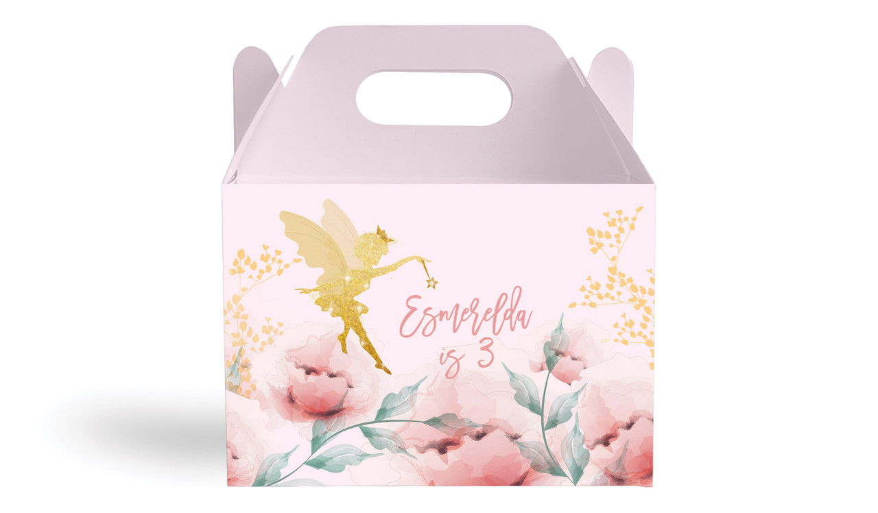 Little Fairy Kids Party Personalised Gable Favour Box