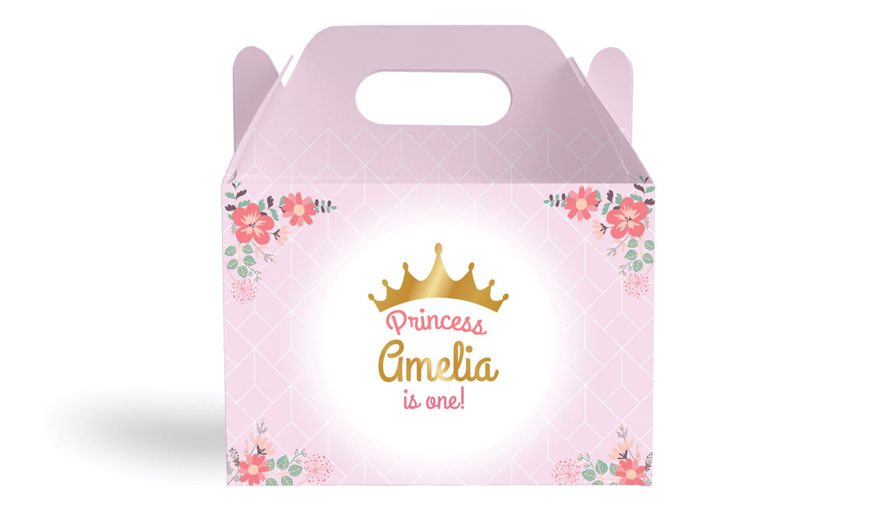 Princess Tiara Kids Party Personalised Gable Favour Box