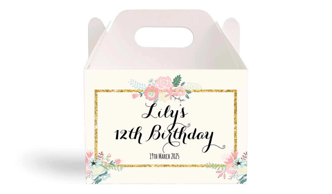 Spring Floral Kids Party Personalised Gable Favour Box
