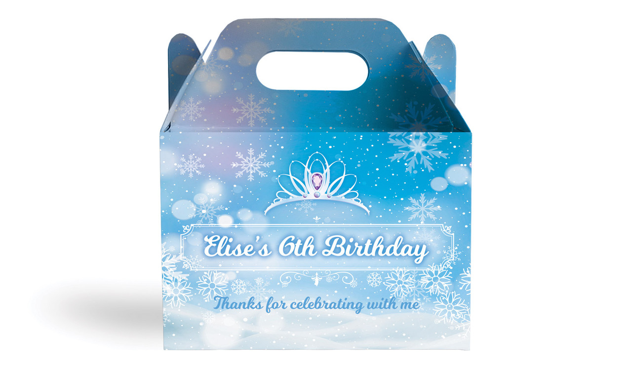 Ice Princess Kids Party Personalised Gable Favour Box