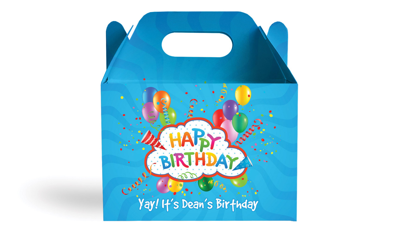Happy Confetti Kids Party Personalised Gable Favour Box