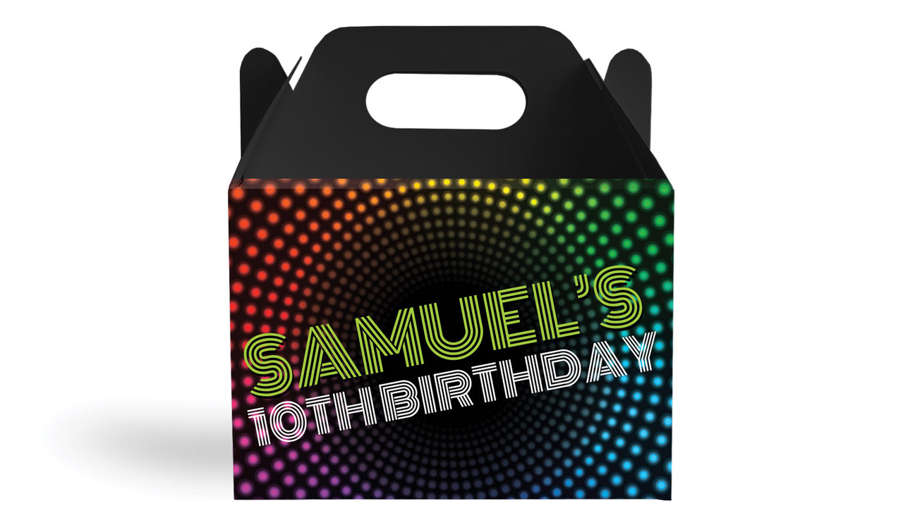 Disco Lights Kids Party Personalised Gable Favour Box