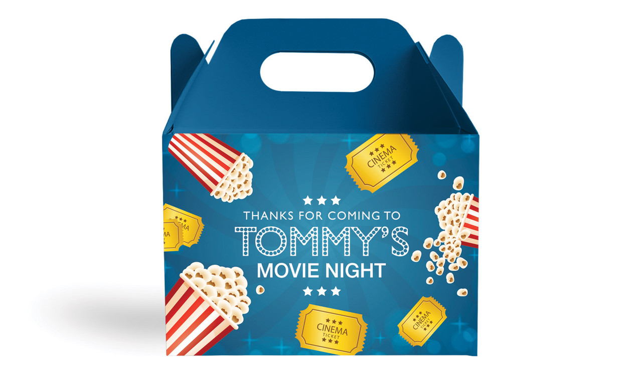 Movie Night Kids Party Personalised Gable Favour Box