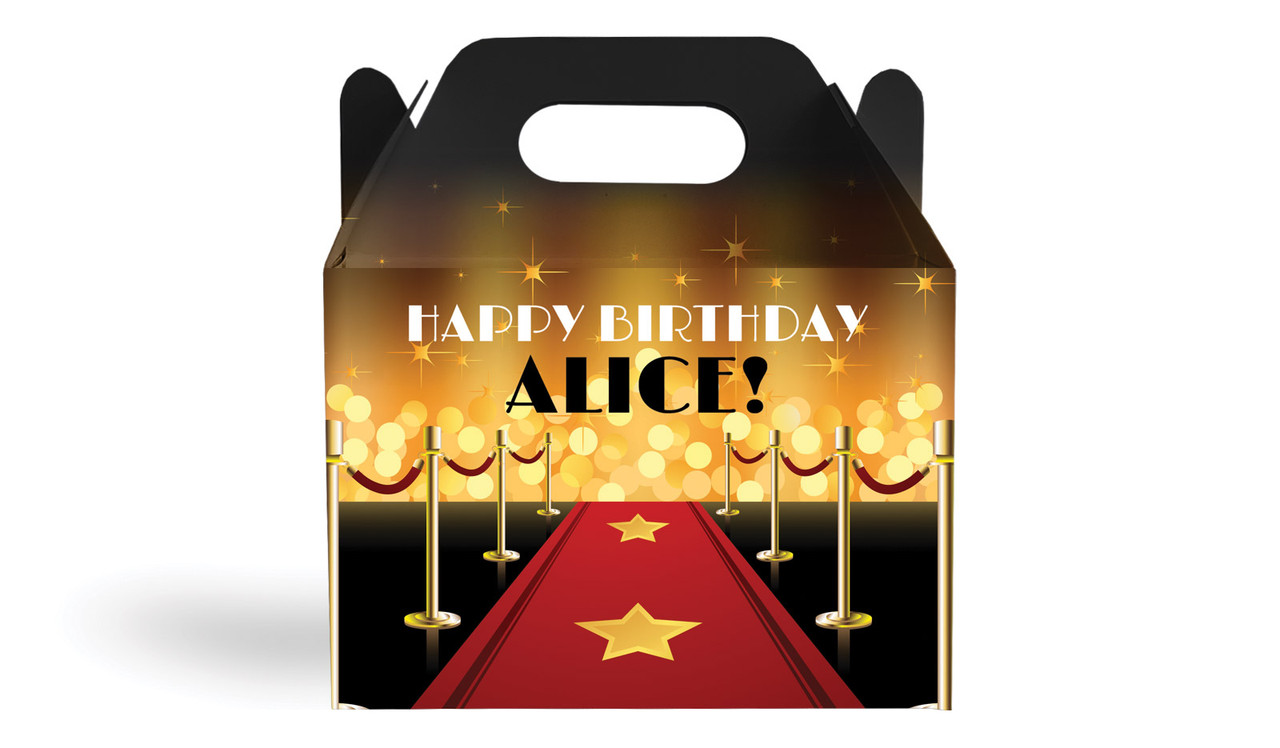 Hollywood Kids Party Personalised Gable Favour Box