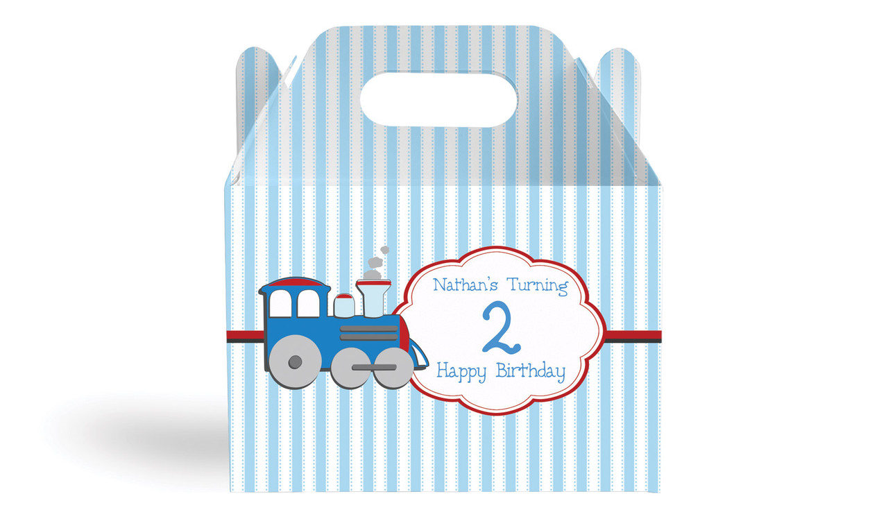 Toy Train Kids Party Personalised Gable Favour Box