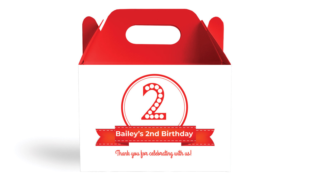 Number In Red Kids Party Personalised Gable Favour Box