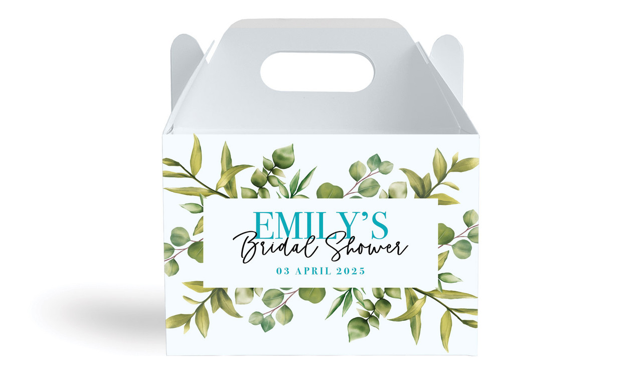Eucalypt Bridal Shower Personalised Gable Favour Box