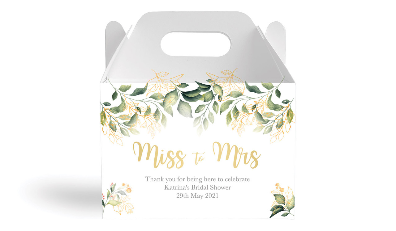 Golden Branches Bridal Shower Personalised Gable Favour Box