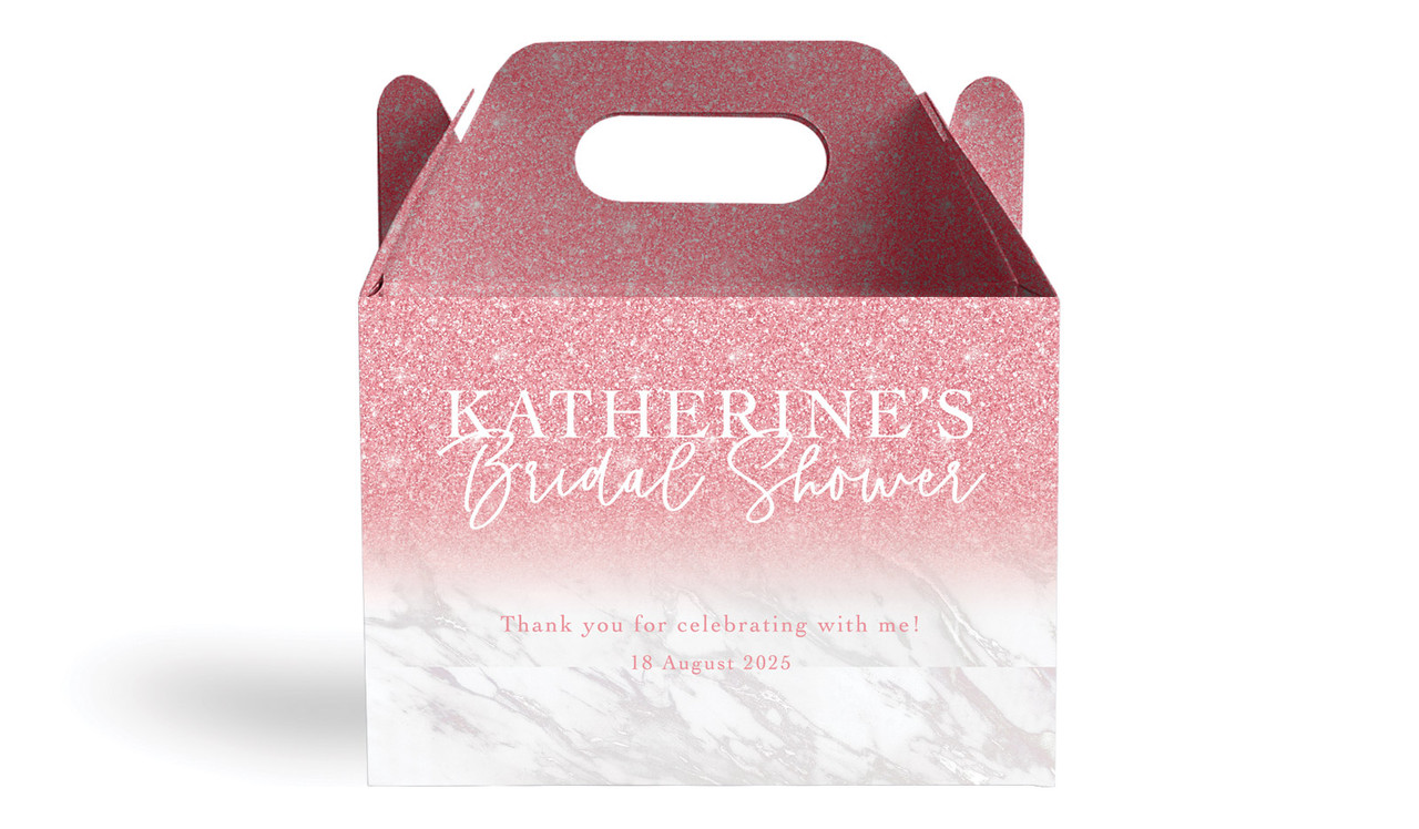 Rose Glitter Bridal Shower Personalised Gable Favour Box