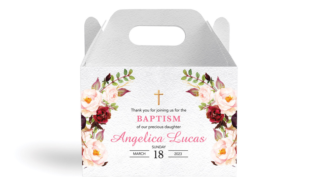 Pink Masala Christening Personalised Gable Favour Box