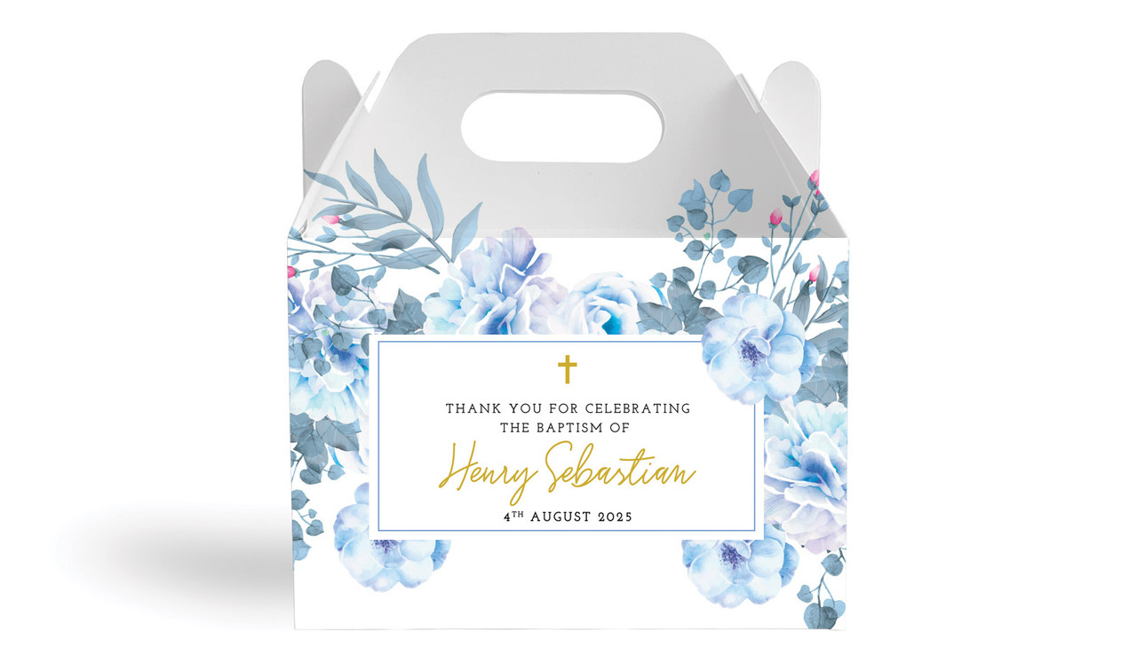 Floral Bed Christening Personalised Gable Favour Box