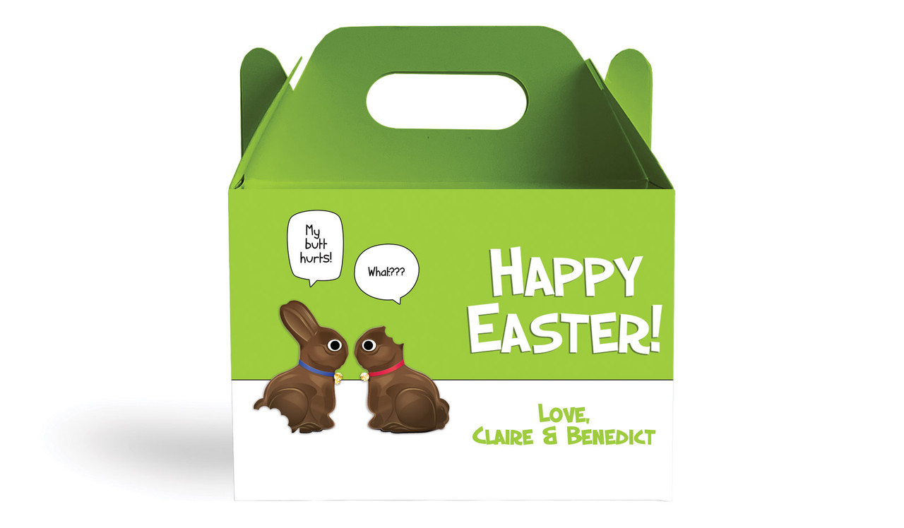 Chocolate Bunnies Personalised Gable Favour Box