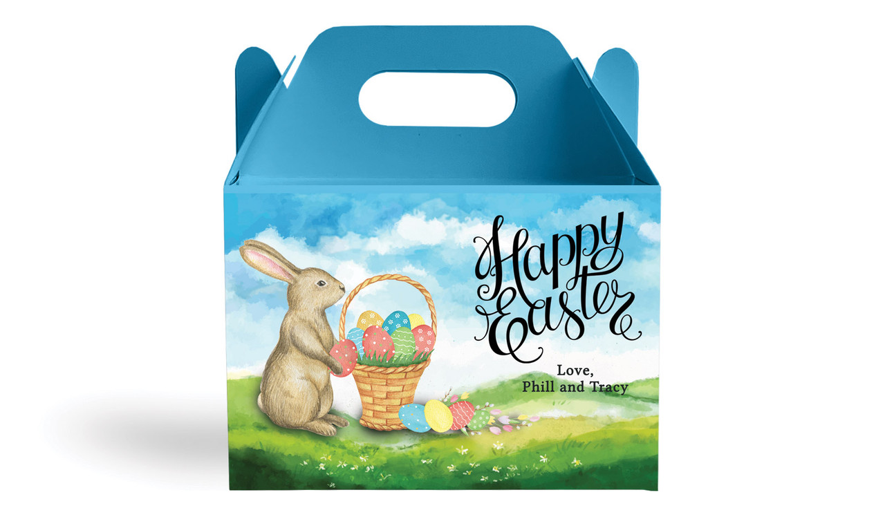Bunny And Basket Personalised Gable Favour Box
