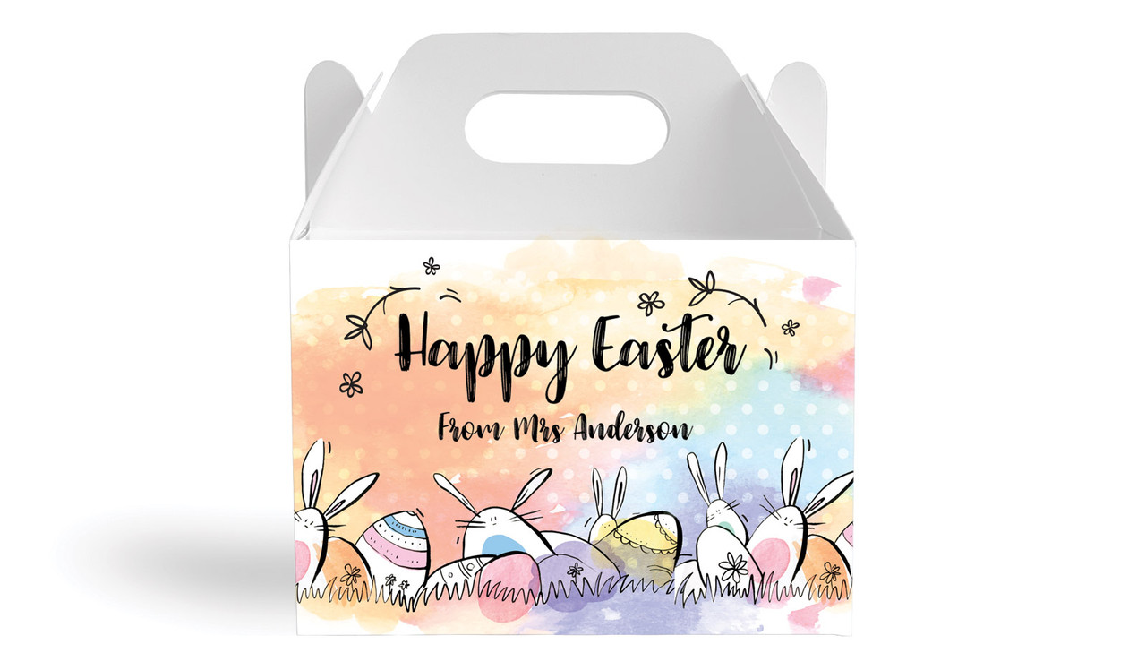 Rainbow Bunnies Personalised Gable Favour Box