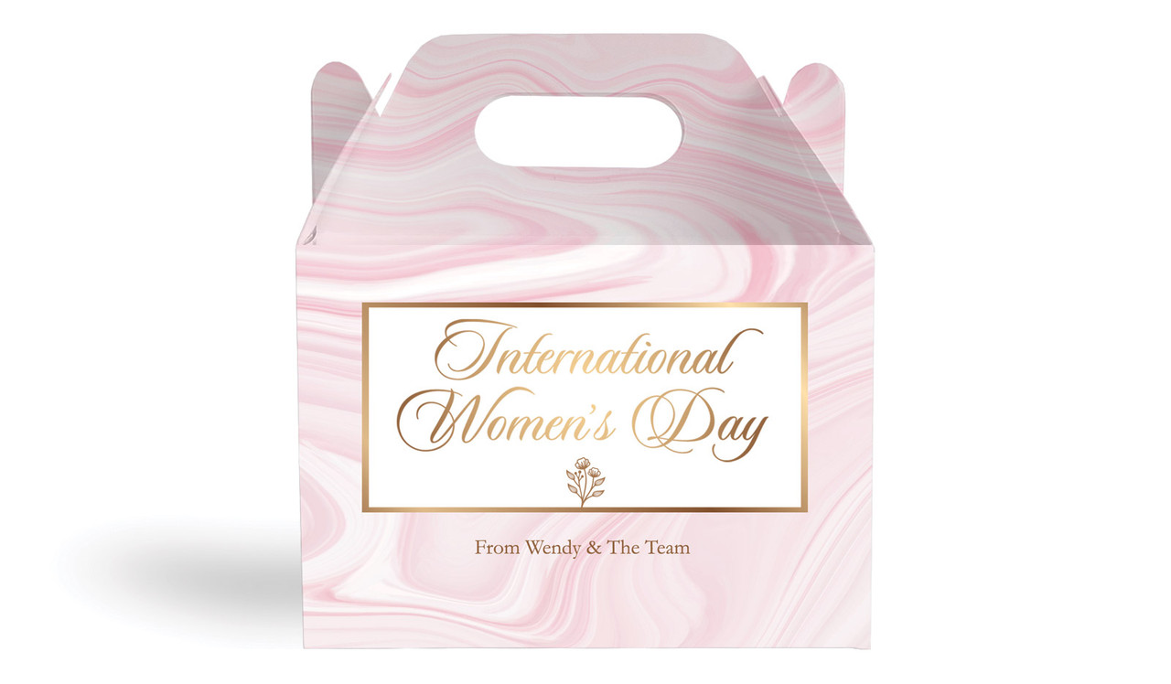 Pink Marble International Womens Day Personalised Gable Favour Box