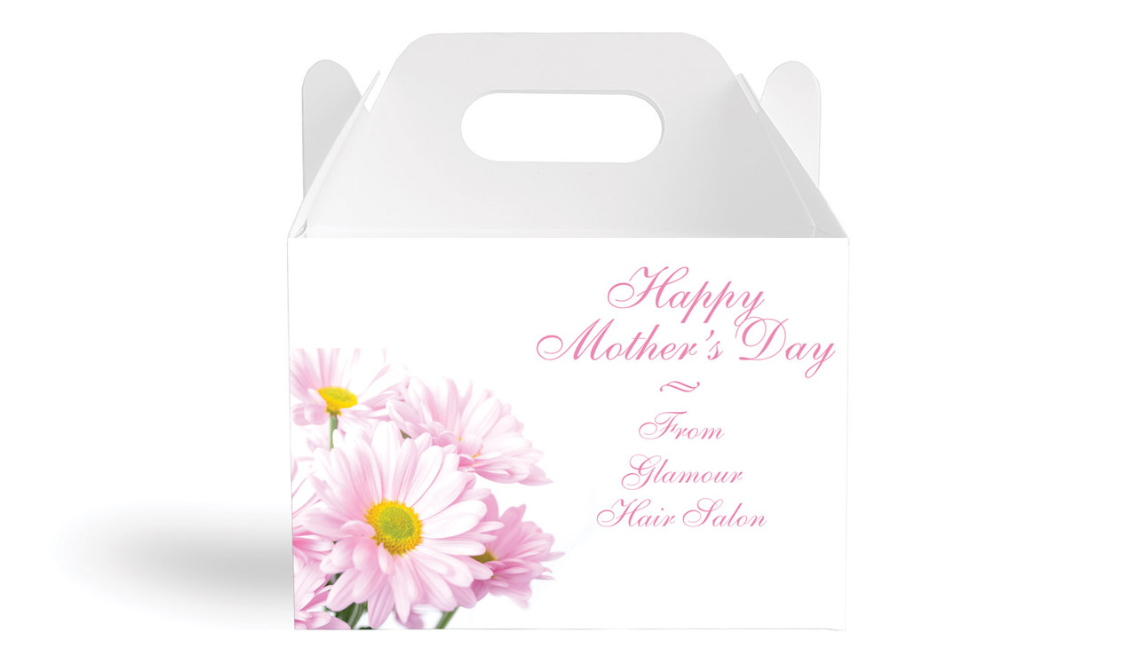 Pink Daisies Mothers Day Personalised Gable Favour Box