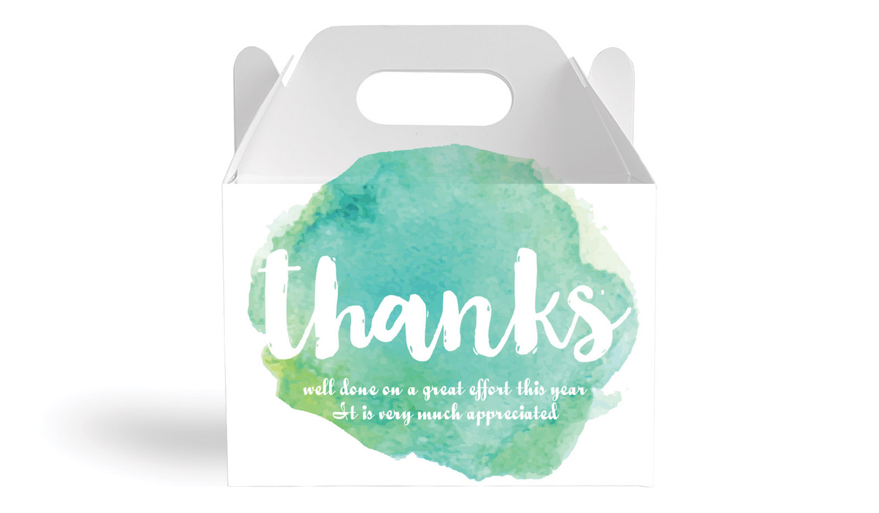 Watercolour Thanks Green Personalised Gable Favour Box