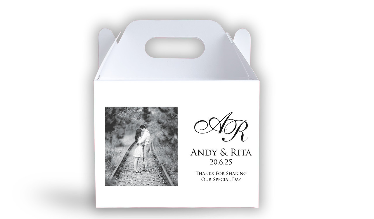 Add A Photo White Wedding Personalised Gable Favour Box