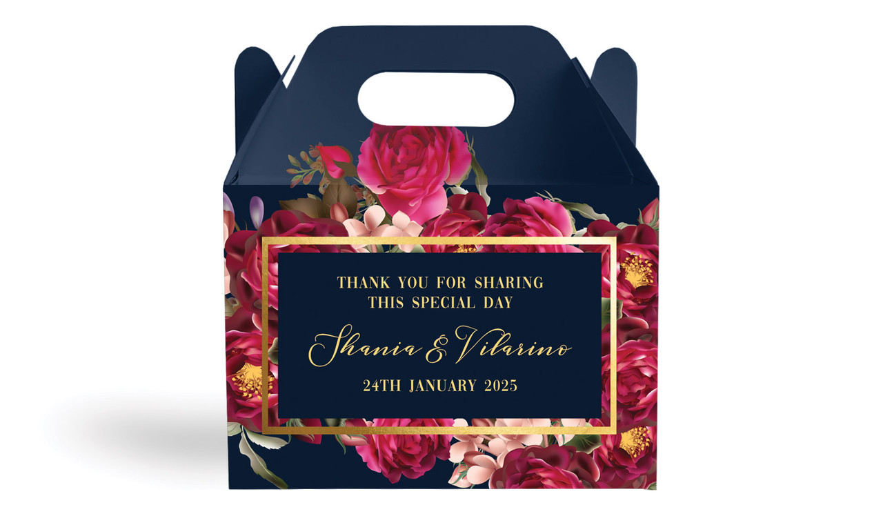 Bold Floral Wedding Personalised Gable Favour Box